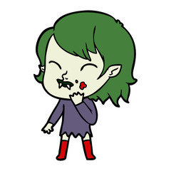 Fototapeta premium cartoon vampire girl with blood on cheek