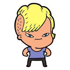 cute cartoon girl with hipster haircut