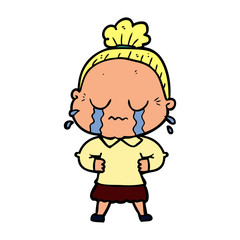 cartoon crying old lady