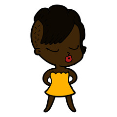 cartoon pretty hipster girl