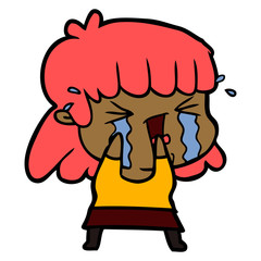 cartoon woman in tears
