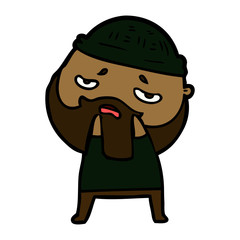 Obraz premium cartoon worried man with beard