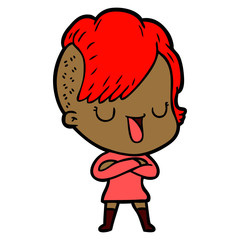 cute cartoon girl with hipster haircut