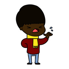 cartoon stressed man