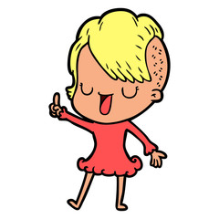 cute cartoon girl with hipster haircut