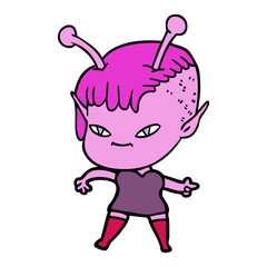 cute cartoon alien girl