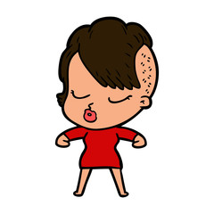 Obraz premium cartoon pretty hipster girl