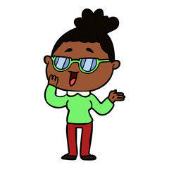 cartoon happy woman wearing spectacles