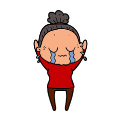cartoon old woman crying