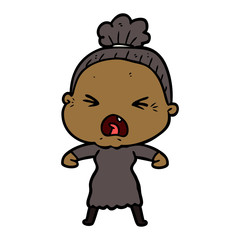 Obraz premium cartoon angry old woman