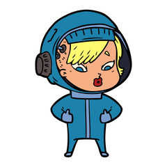 cartoon astronaut woman