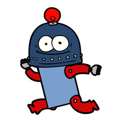 happy carton robot with light bulb