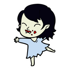 cartoon vampire girl with blood on cheek