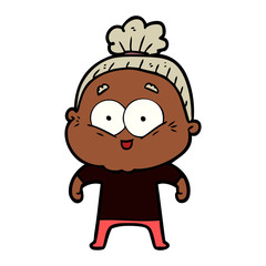 cartoon happy old woman