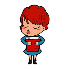 cartoon woman with eyes shut