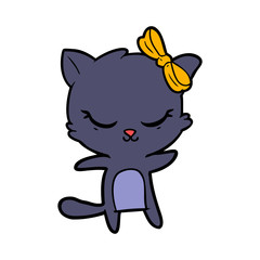cute cartoon cat with bow