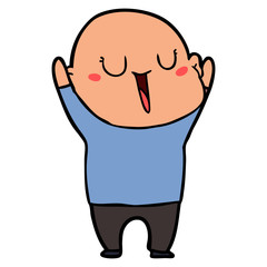 happy cartoon bald man