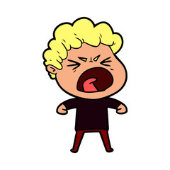 cartoon furious man