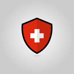 Swiss Flag Flat Vector Shield Badge