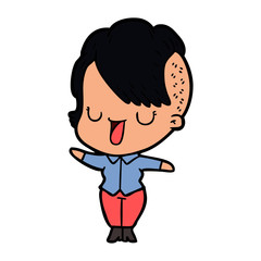 cute cartoon girl with hipster haircut