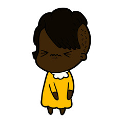 cartoon annoyed hipster girl