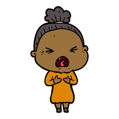 cartoon angry old woman