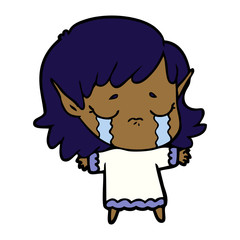 cartoon crying elf girl