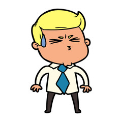 cartoon man sweating