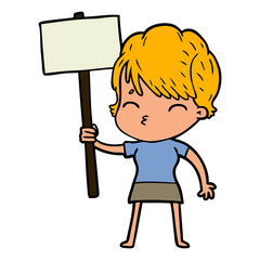 cartoon woman thinking
