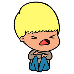 cartoon stressed man