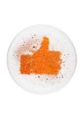 Glass of lager ale beer top with like symbol shape