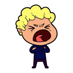cartoon furious man