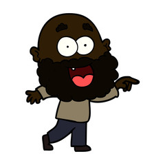 cartoon crazy happy man with beard