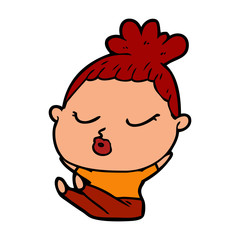 cartoon calm woman