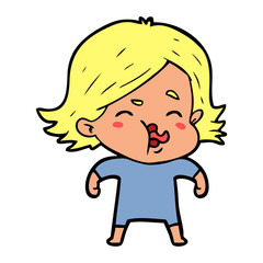 cartoon girl pulling face