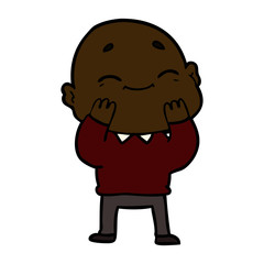 happy cartoon bald man