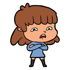 cartoon worried woman