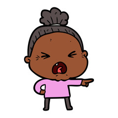 cartoon angry old woman
