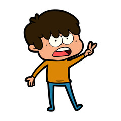 worried cartoon boy
