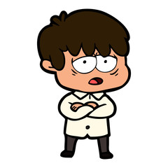 cartoon exhausted boy