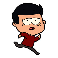 cartoon tired man