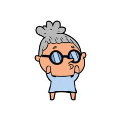 cartoon woman wearing glasses