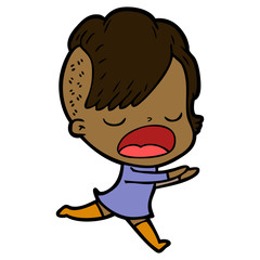 cartoon cool hipster girl talking