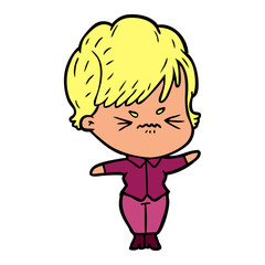 cartoon frustrated woman