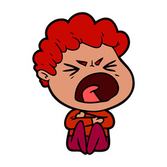 cartoon furious man