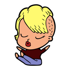 Obraz premium cartoon pretty hipster girl