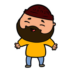 cartoon happy bearded man