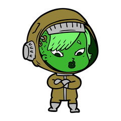cartoon astronaut woman