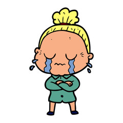 cartoon crying old lady