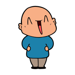 happy cartoon bald man